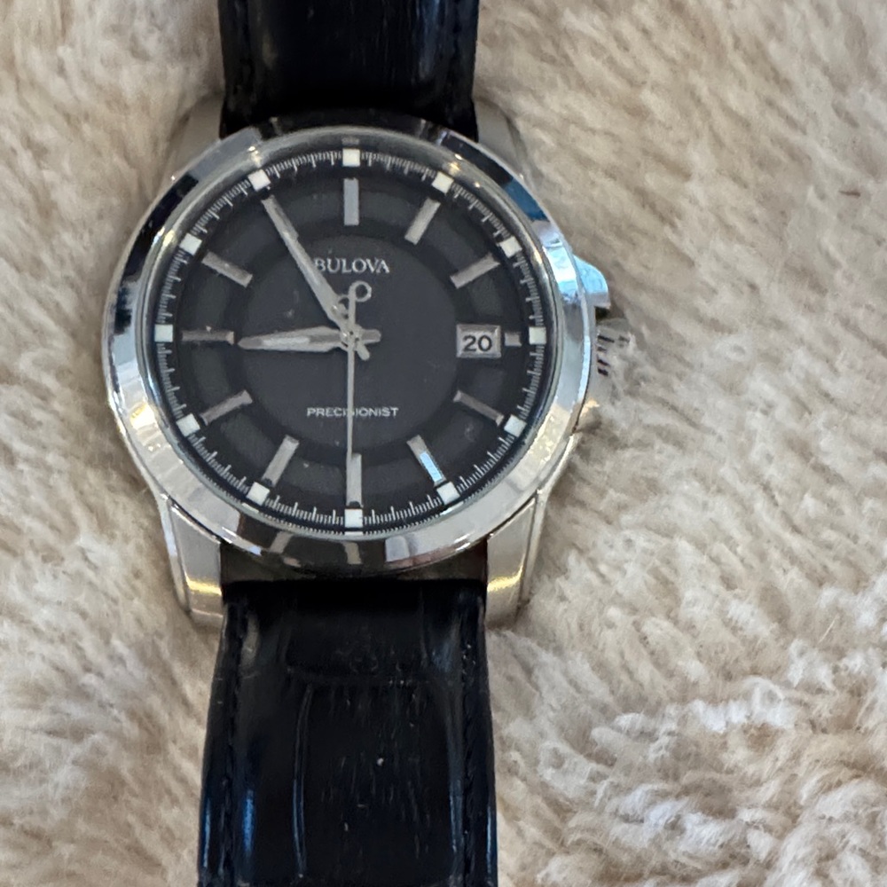 Bulova Precisionist Silver and Black Watch